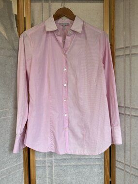 Hinson Wu Womens Size 8 Pink Striped /Pink Solid Long Sleeve Button Oxford Shirt
